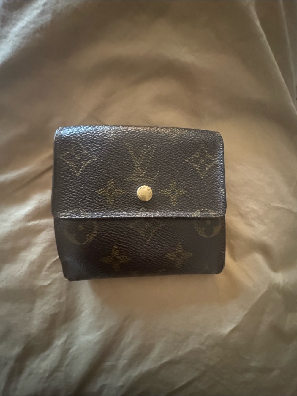 Louis Vuitton Monogram Canvas Compact Wallet in Brown with Gold Snap
